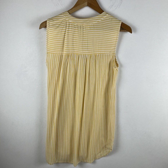 Beach Lunch Lounge Shirt Womens XS Yellow White Stripe Blouse Top - Picture 6 of 9